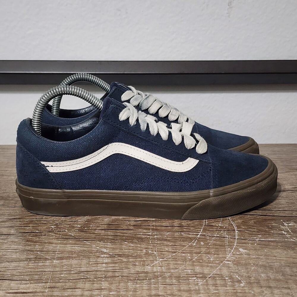 Vans Old Skool Suede Women's Athletic Skate Shoes Sneakers Size 8 Blue - Picture 3 of 9